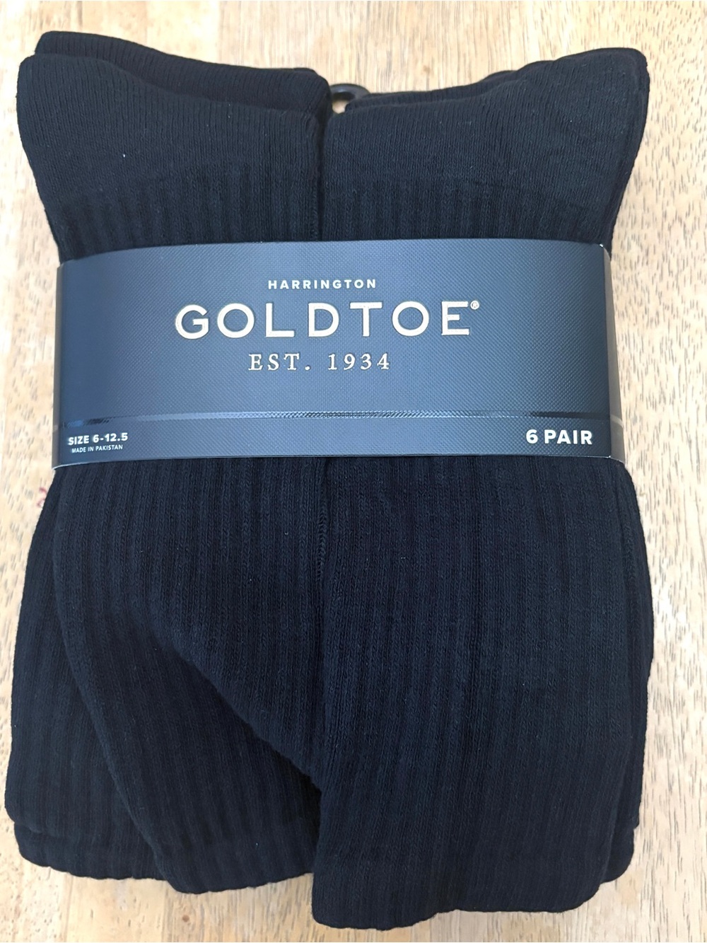 Gold Toe Men’s Black Ribbed Harrington Crew Socks - 6 Pack